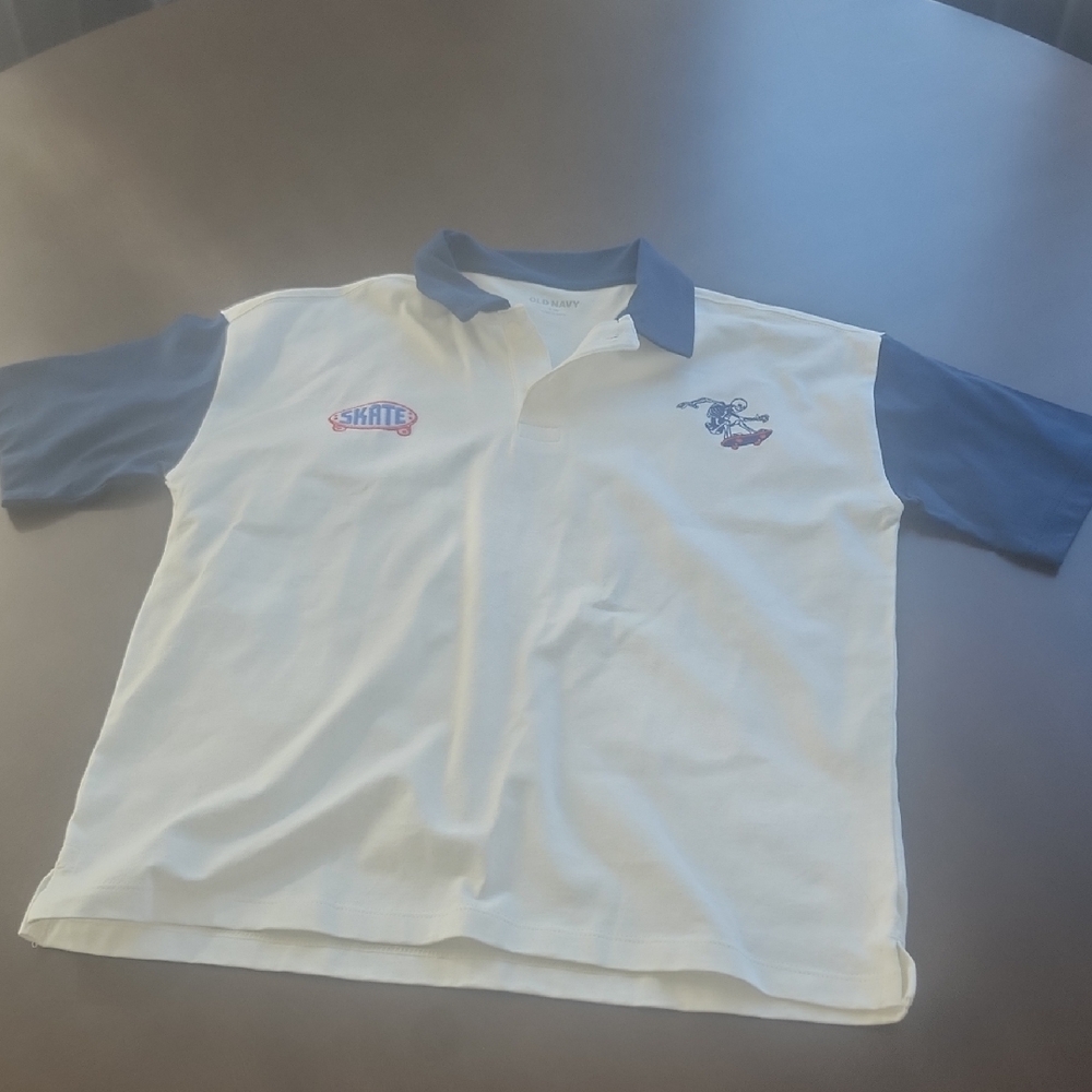 Old Navy White and Navy Kids Polo